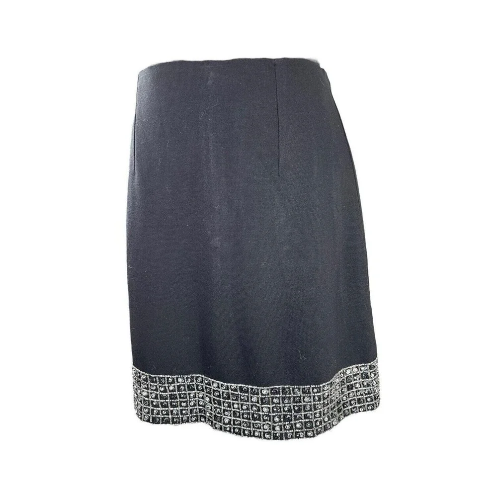 French Connection Black Sequin Trim Mini Skirt Sz 10 Dressy Sexy‎ Classic